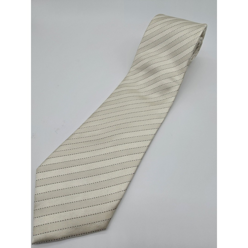 Sean John Tie White Cream Striped 100% Silk Necktie 57" x 3.5"